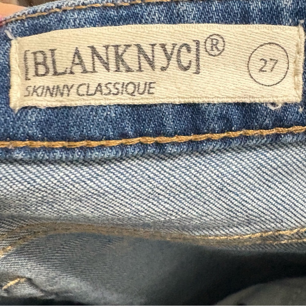 Blank NYC Light Blue Distressed Ankle Cropped Skinny Jeans MidRise Raw Hem Sz 27 - Picture 13 of 14